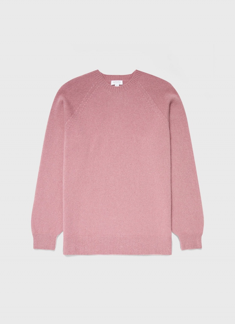 Pink Sunspel Lambswool Crew Neck Jumper | 96230-UNKE | USA