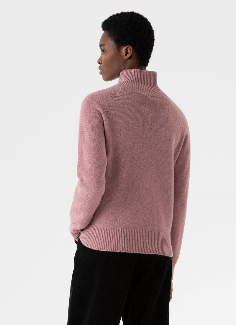 Pink Sunspel Lambswool Funnel Neck Jumper | 02763-LQMZ | USA