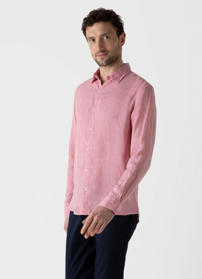 Pink Sunspel Linen Shirt | 82960-FSLM | USA