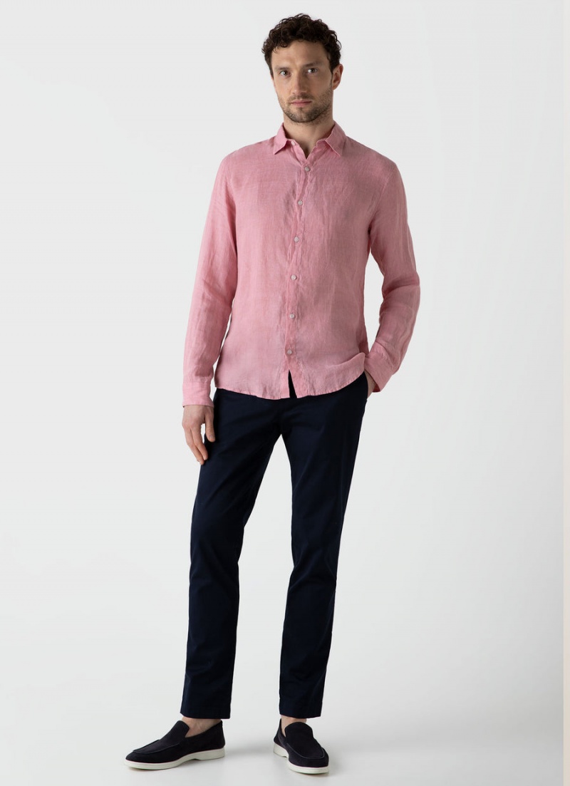 Pink Sunspel Linen Shirt | 82960-FSLM | USA