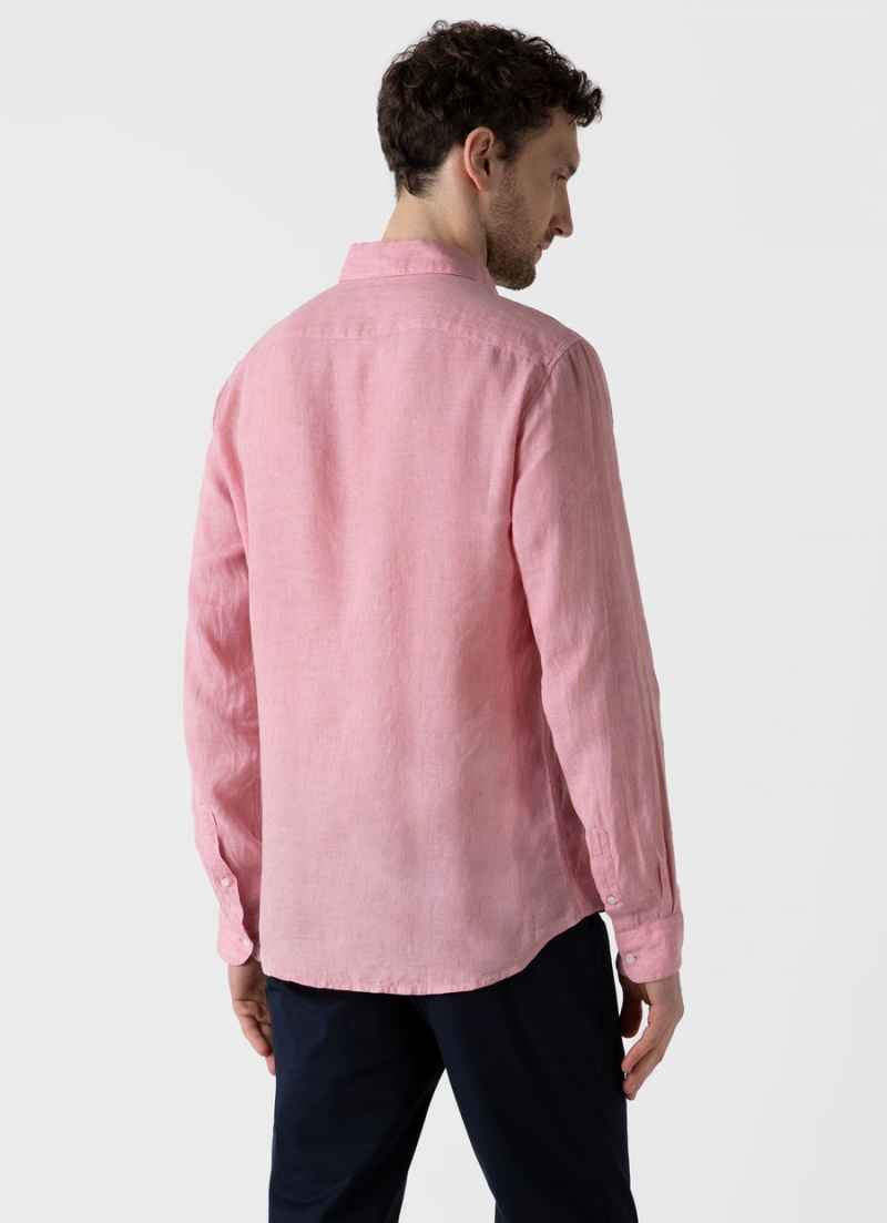 Pink Sunspel Linen Shirt | 82960-FSLM | USA