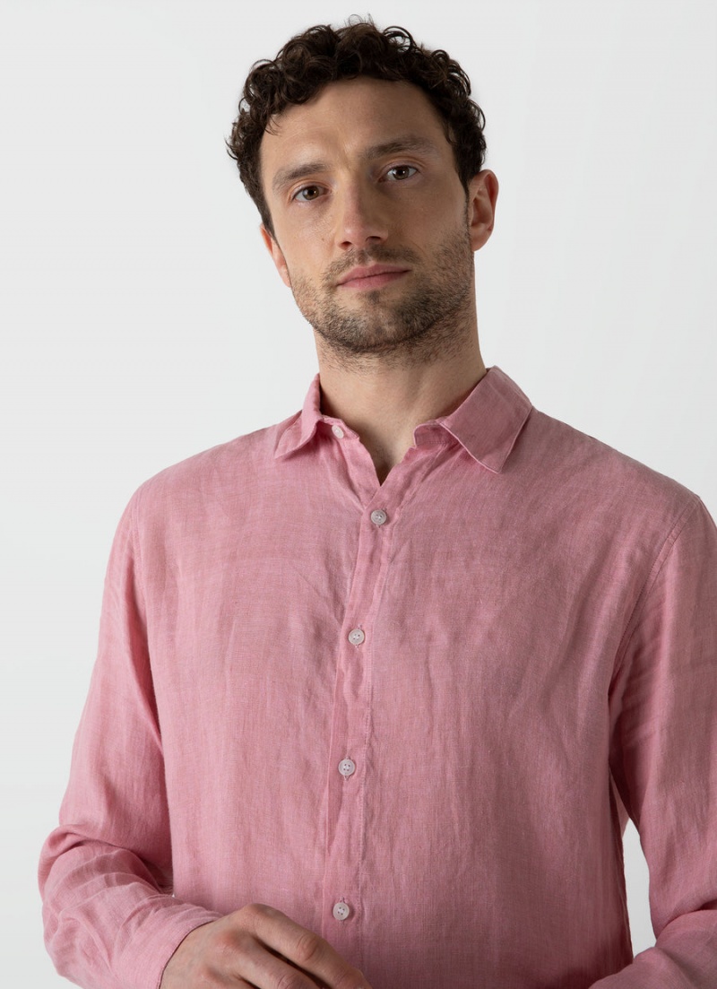 Pink Sunspel Linen Shirt | 82960-FSLM | USA