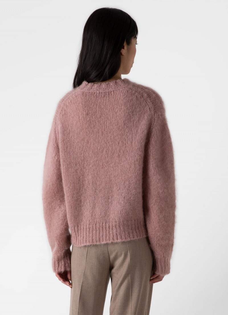 Pink Sunspel Mohair Silk Crew Neck Jumper | 76281-ULQI | USA