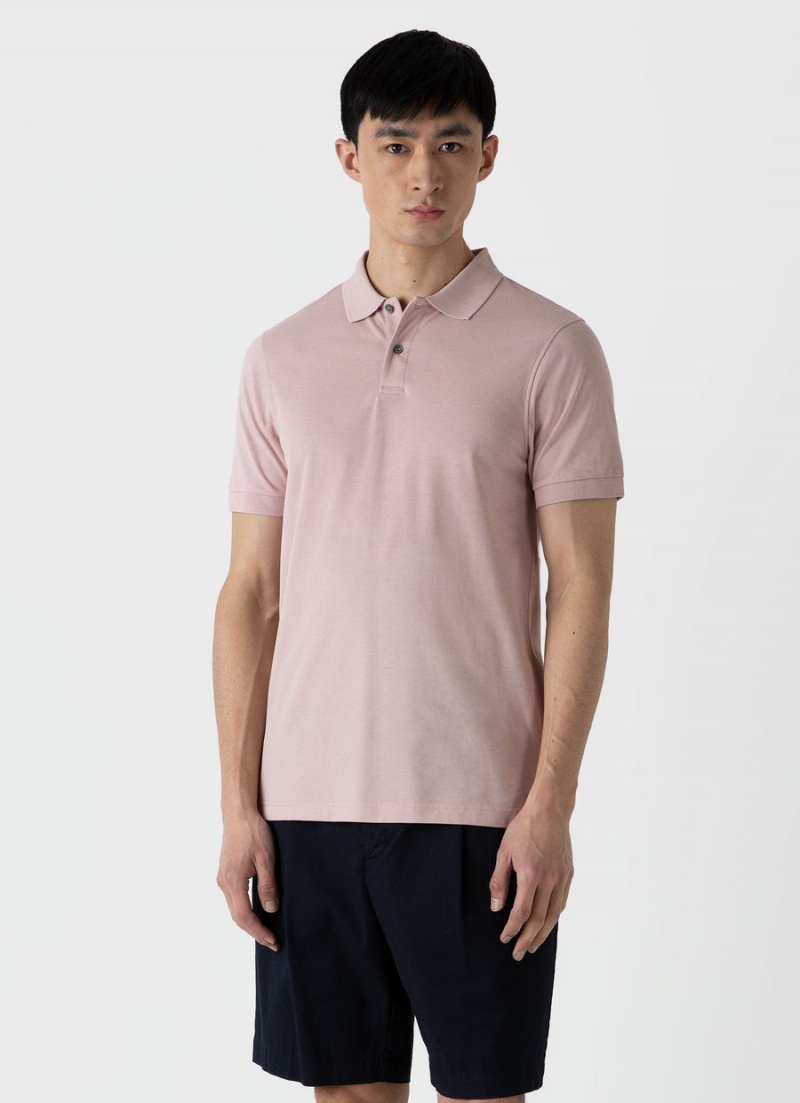 Pink Sunspel Piqué Polo Shirt | 84791-NTFM | USA