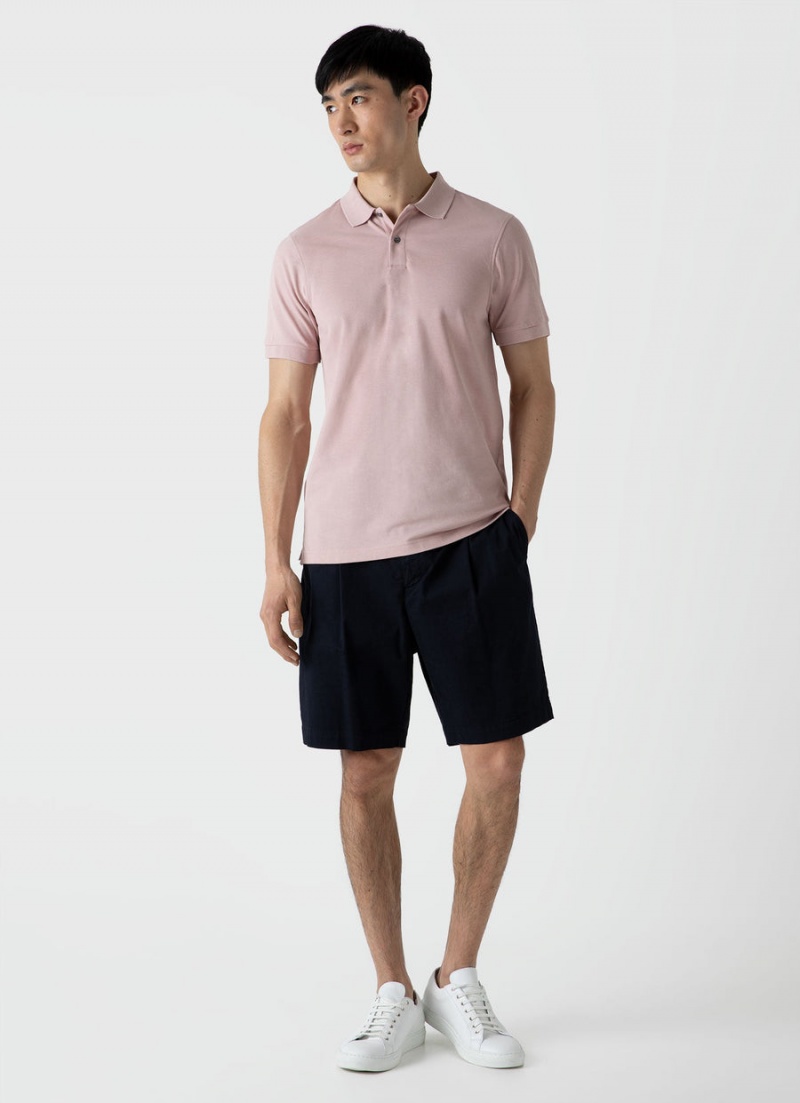 Pink Sunspel Piqué Polo Shirt | 84791-NTFM | USA