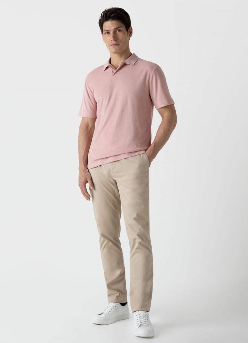 Pink Sunspel Towelling Polo Shirt | 39176-ILVP | USA