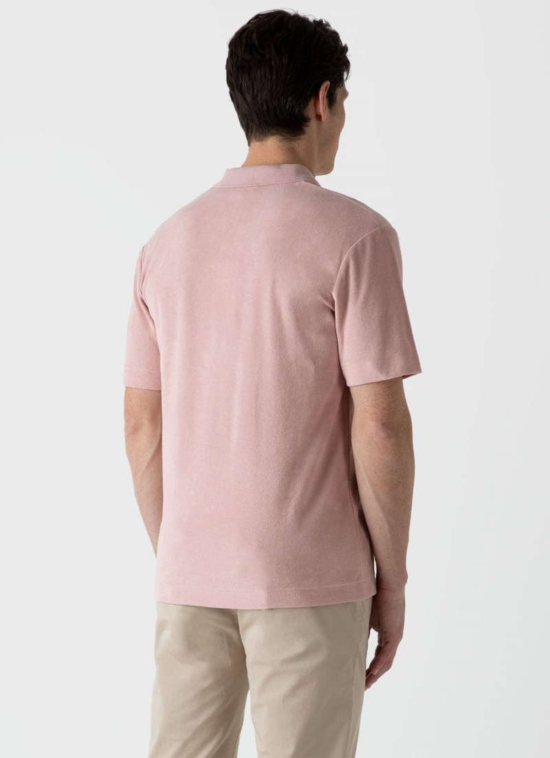 Pink Sunspel Towelling Polo Shirt | 39176-ILVP | USA