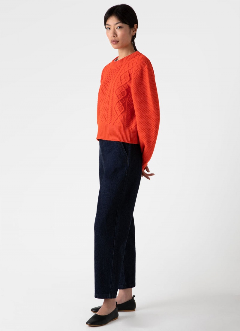 Red Sunspel Cable Knit Jumper | 01782-IFUV | USA