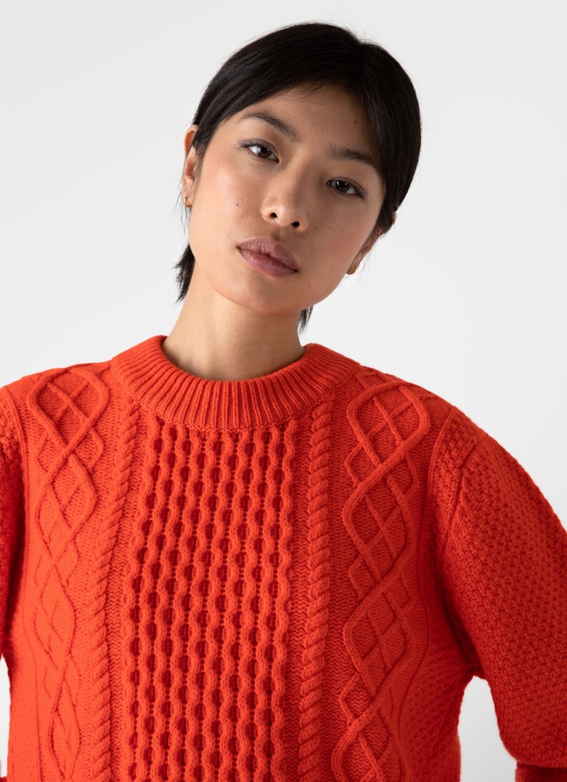 Red Sunspel Cable Knit Jumper | 01782-IFUV | USA