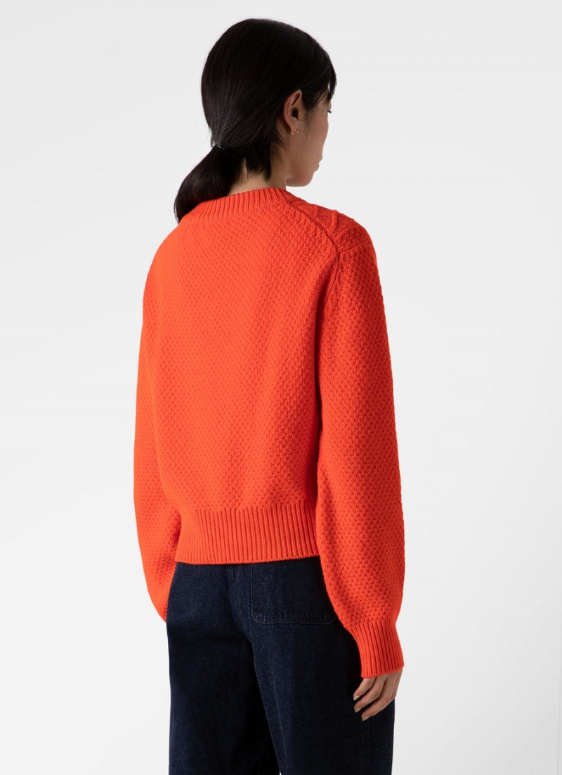 Red Sunspel Cable Knit Jumper | 01782-IFUV | USA