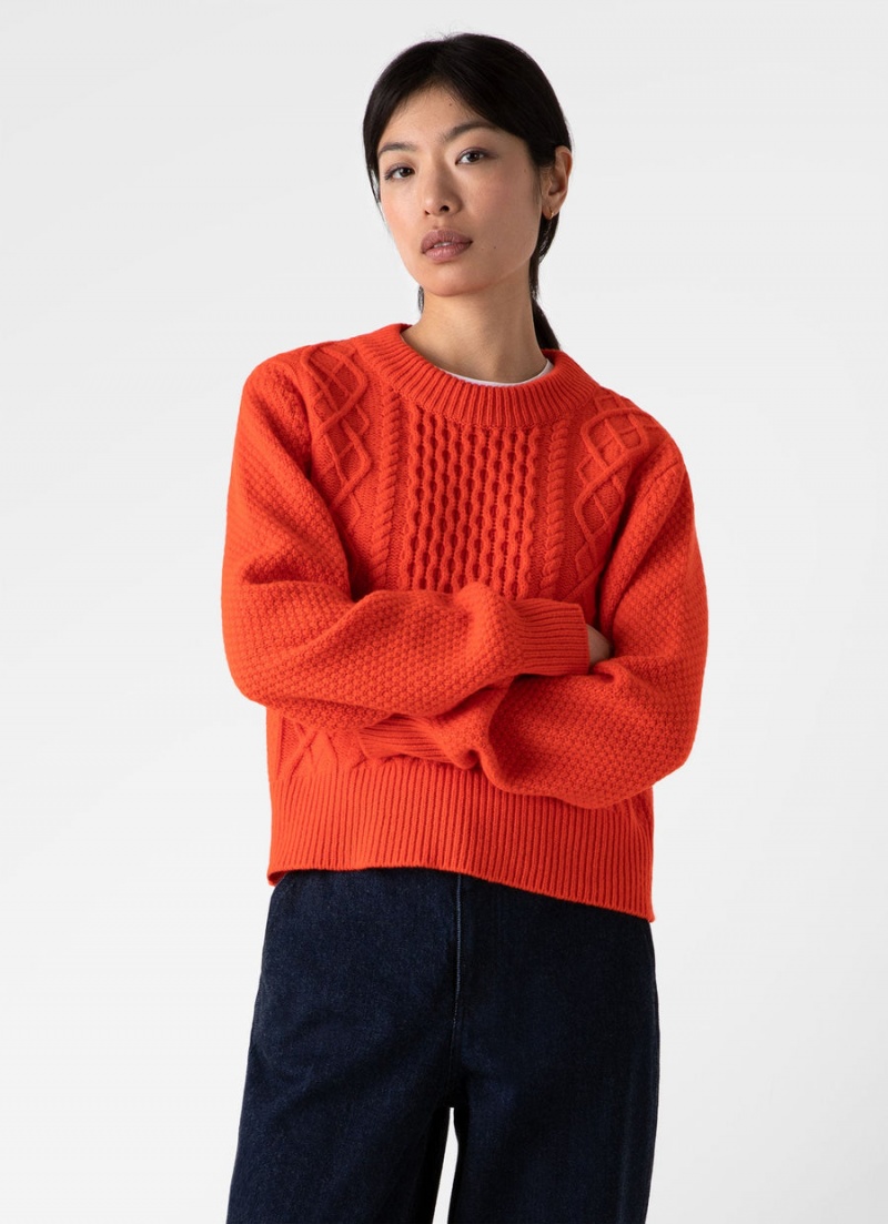 Red Sunspel Cable Knit Jumper | 01782-IFUV | USA