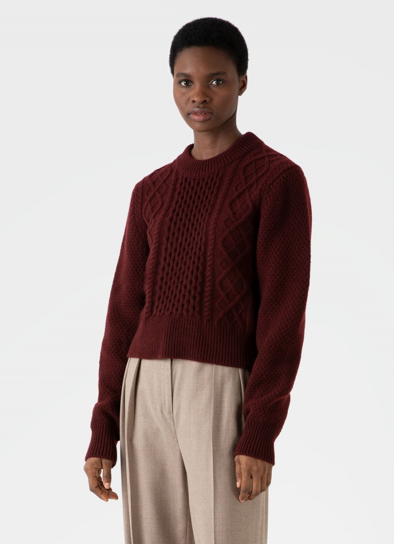 Red Sunspel Cable Knit Jumper | 98542-JHEG | USA