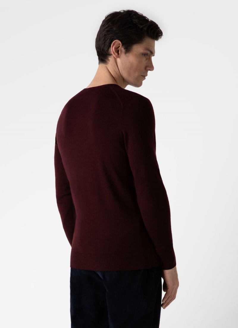 Red Sunspel Extra‑Fine Merino Crew Neck | 98241-VTGL | USA