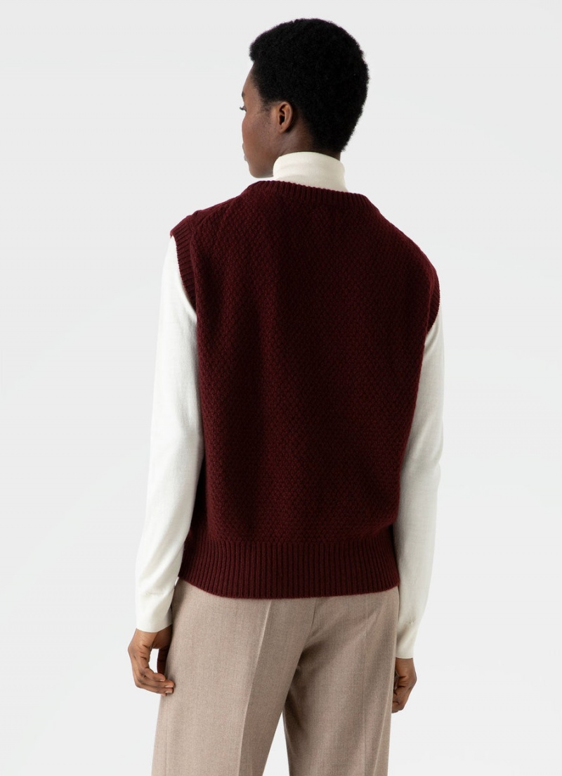 Red Sunspel Lambswool Cable Knit Vest | 48327-PTAR | USA