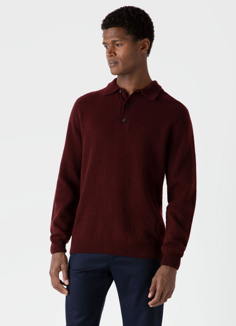 Red Sunspel Lambswool Polo Shirt | 76504-BSQJ | USA