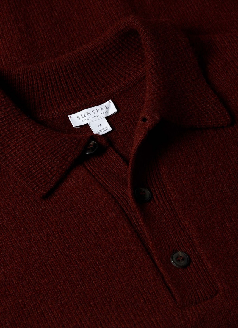 Red Sunspel Lambswool Polo Shirt | 76504-BSQJ | USA