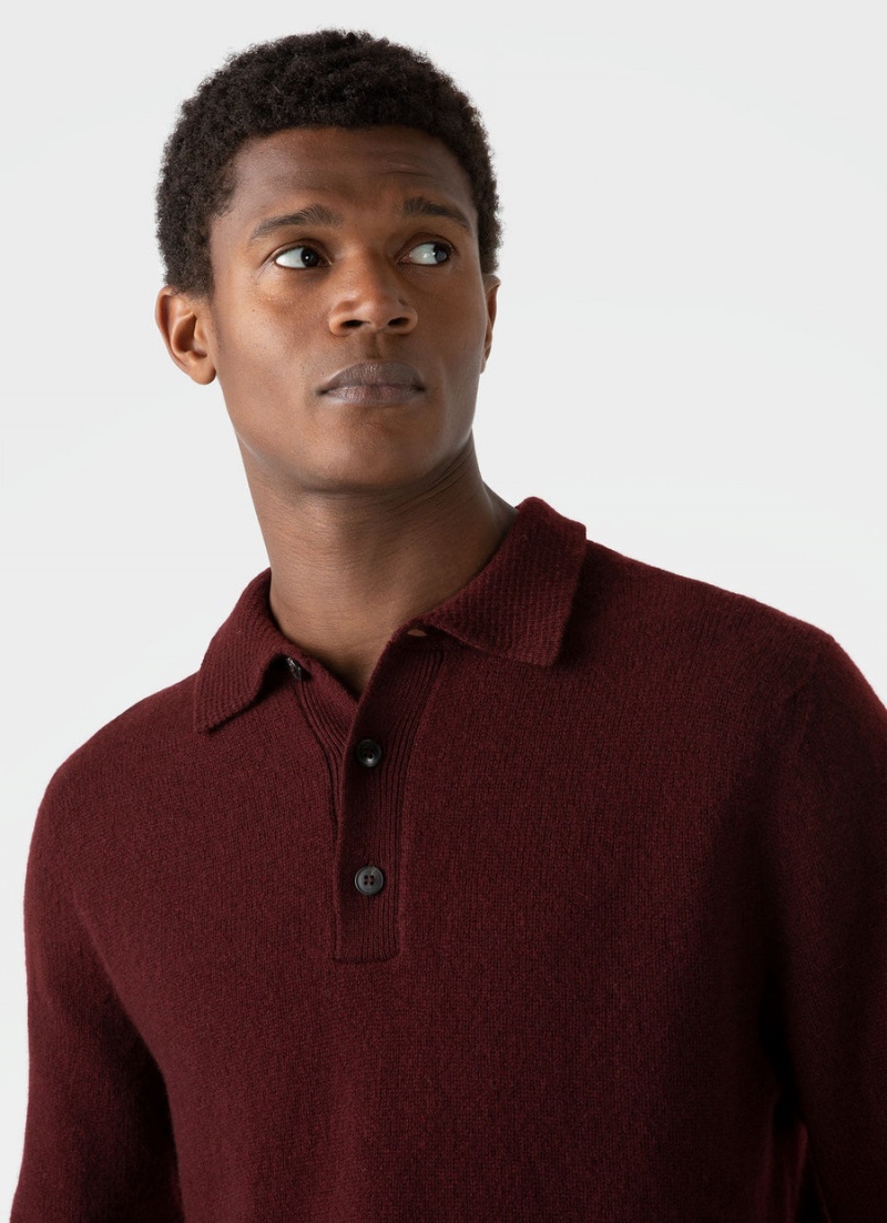 Red Sunspel Lambswool Polo Shirt | 76504-BSQJ | USA