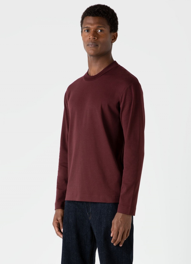 Red Sunspel Long Sleeve Heavyweight T-shirt | 16508-KONL | USA