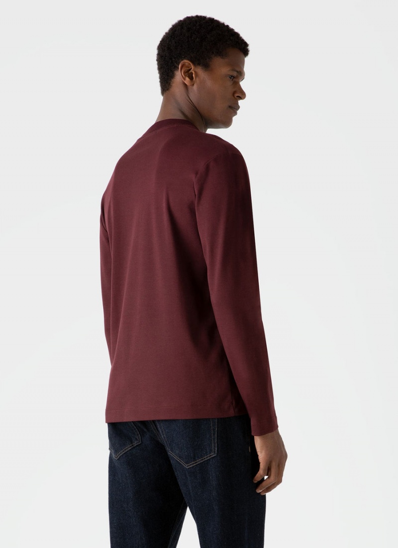 Red Sunspel Long Sleeve Heavyweight T-shirt | 16508-KONL | USA