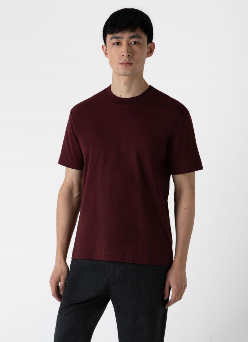 Red Sunspel Relaxed Fit Heavyweight T-shirt | 27895-YXEW | USA