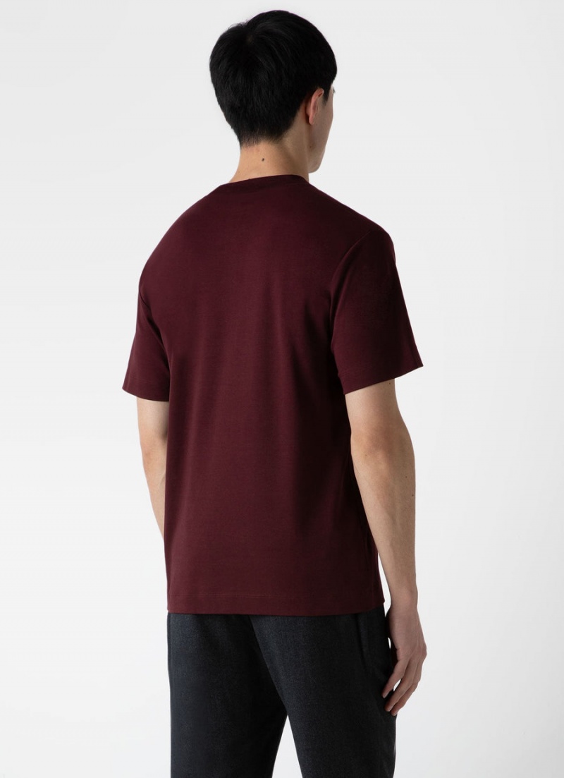 Red Sunspel Relaxed Fit Heavyweight T-shirt | 27895-YXEW | USA