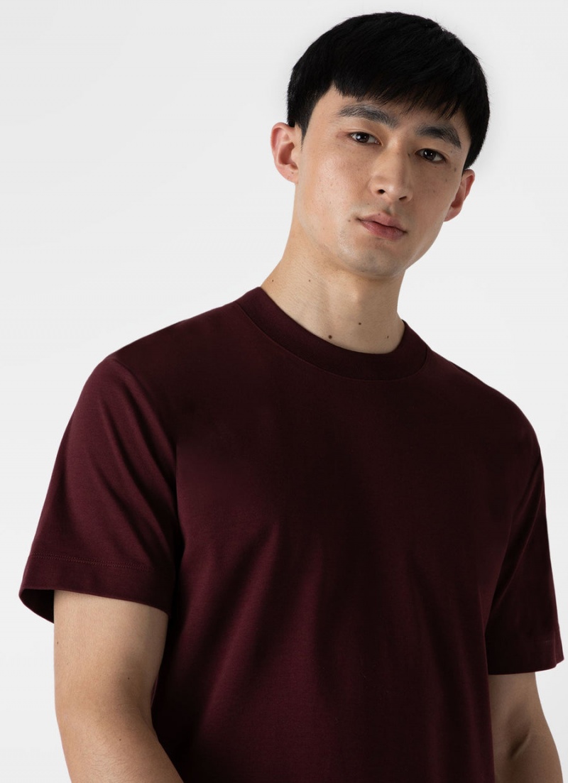 Red Sunspel Relaxed Fit Heavyweight T-shirt | 27895-YXEW | USA