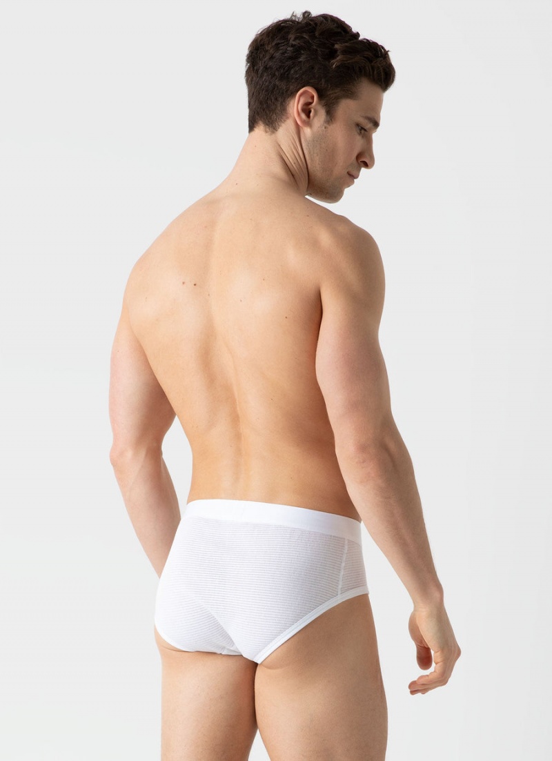 White Sunspel Cellular Cotton Briefs | 97835-TSER | USA