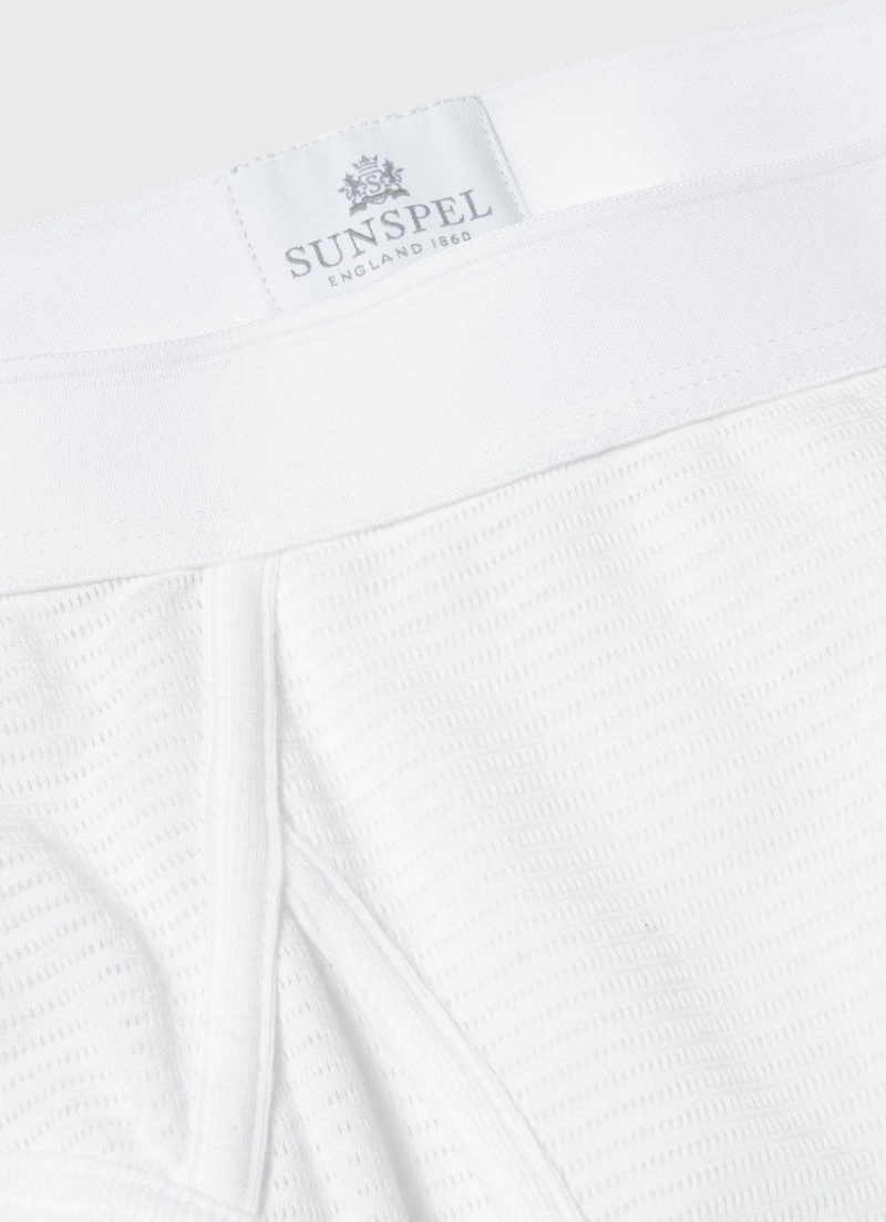 White Sunspel Cellular Cotton Briefs | 97835-TSER | USA