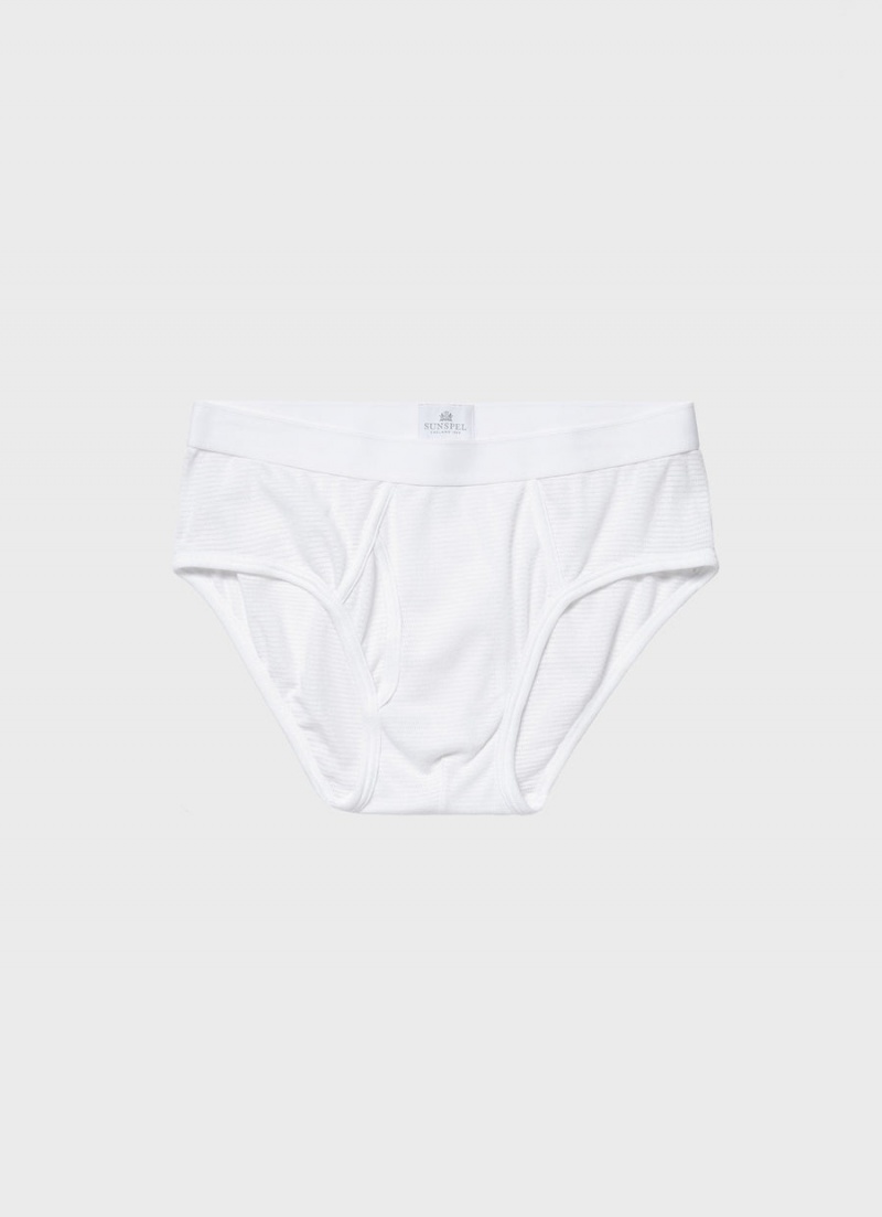 White Sunspel Cellular Cotton Briefs | 97835-TSER | USA