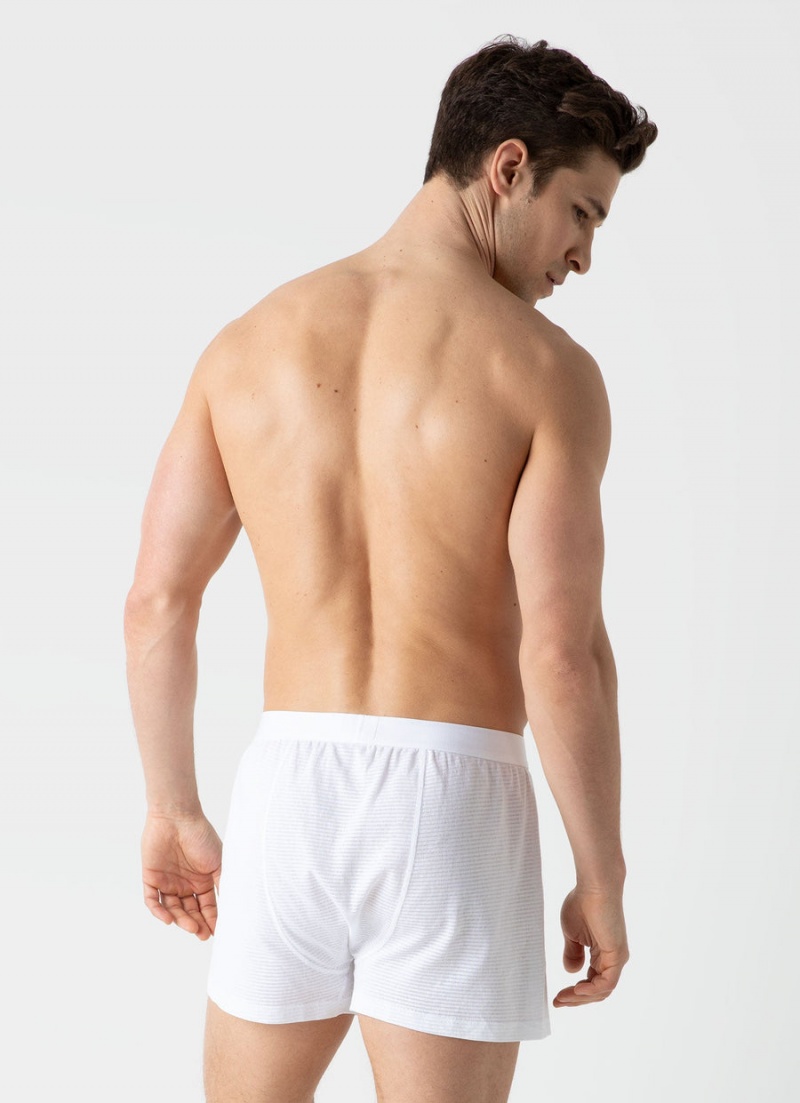 White Sunspel Cellular Cotton One‑Button Shorts | 60895-AKWF | USA