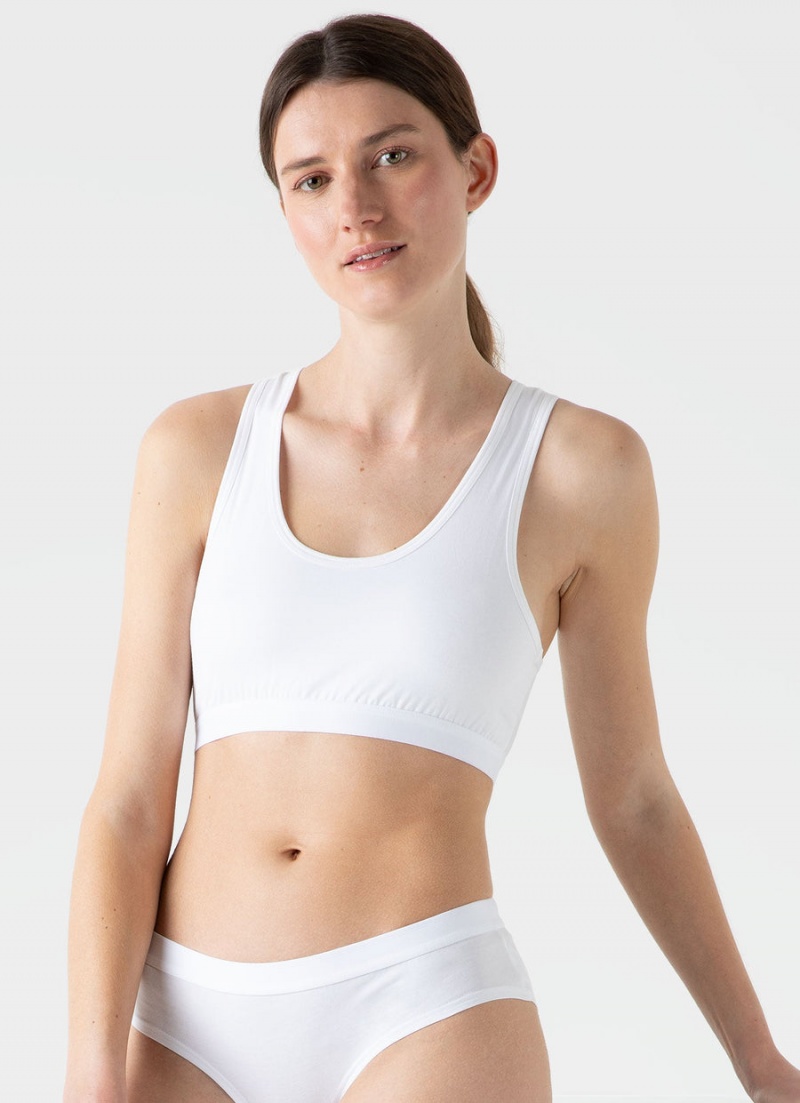 White Sunspel Crop Top | 95438-YUHT | USA