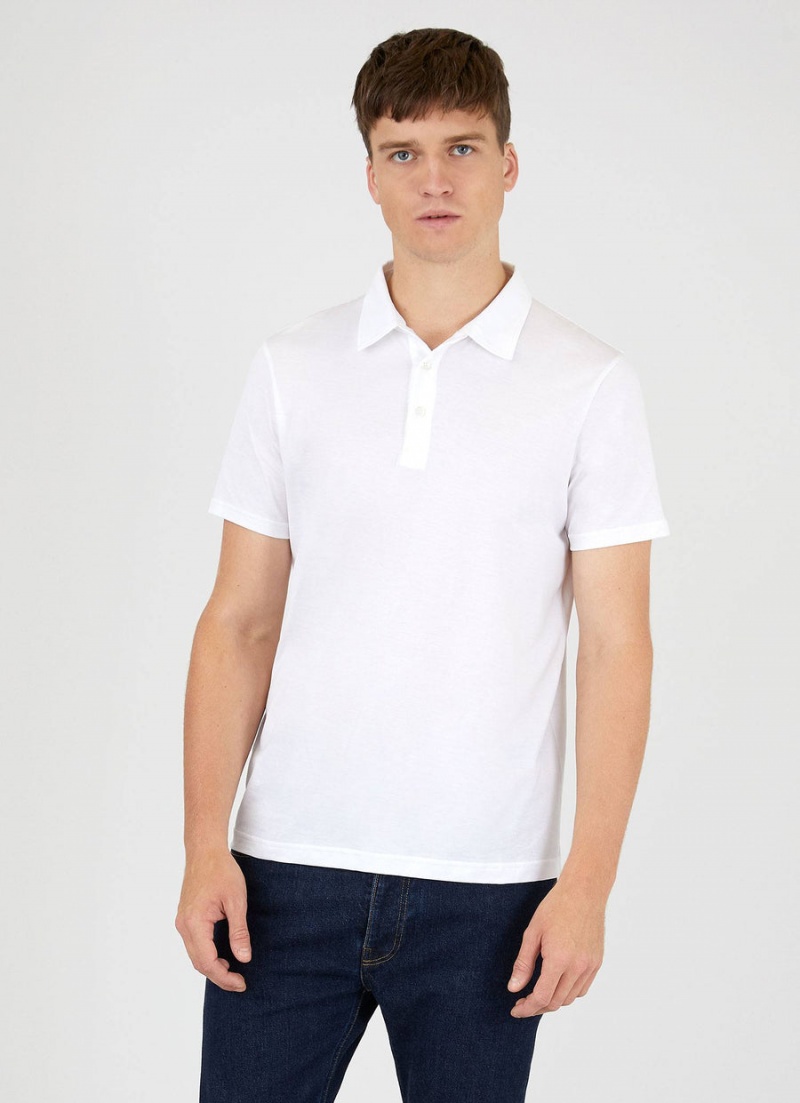 White Sunspel Jersey Classic Polo Shirt | 37951-NDGX | USA