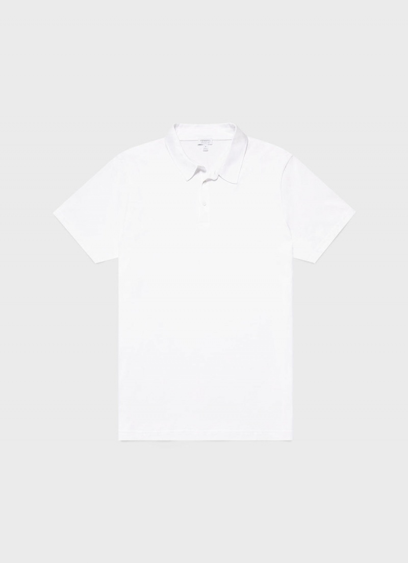 White Sunspel Jersey Classic Polo Shirt | 37951-NDGX | USA