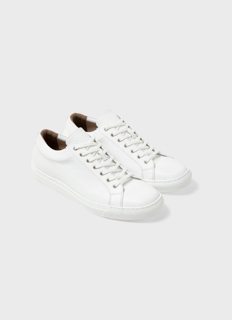 White Sunspel Leather Tennis Shoe | 35769-TPLZ | USA