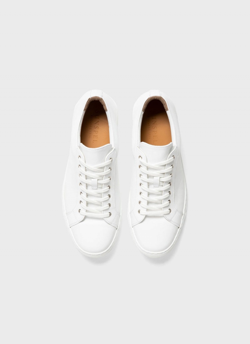 White Sunspel Leather Tennis Shoe | 35769-TPLZ | USA