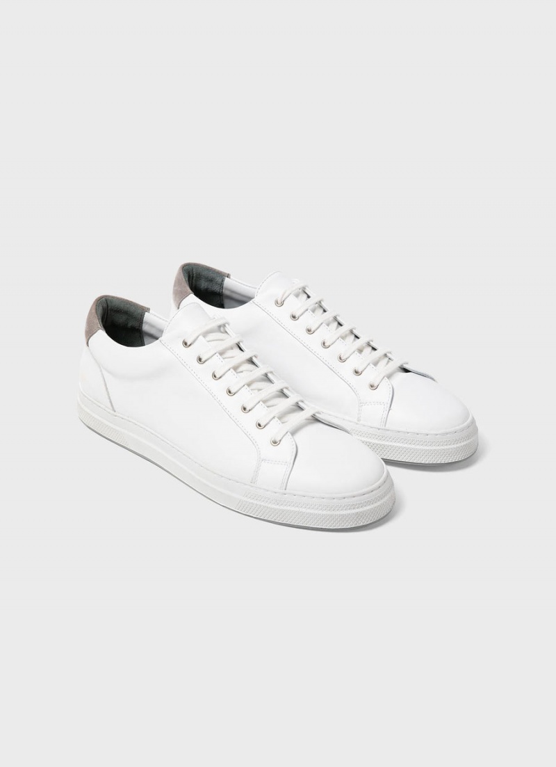 White Sunspel Leather Tennis Shoe | 36807-IBUT | USA