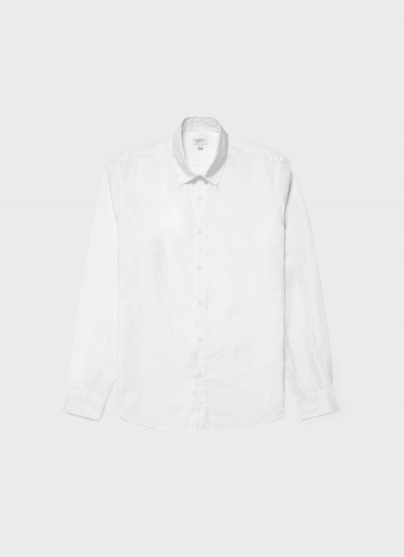 White Sunspel Lightweight Poplin Shirt | 26075-UPSR | USA