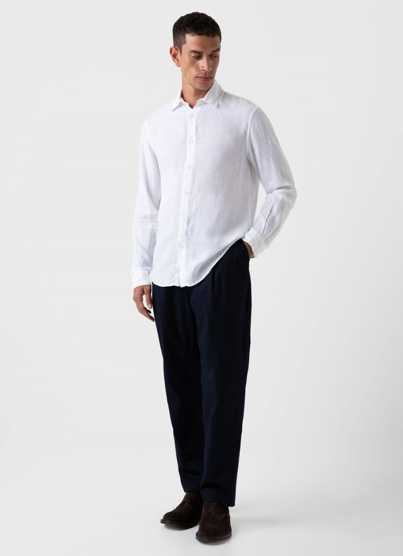 White Sunspel Linen Shirt | 21498-LRCY | USA