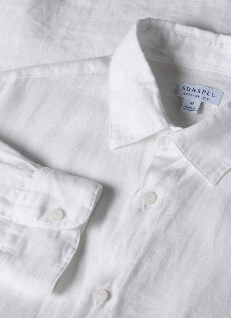 White Sunspel Linen Shirt | 21498-LRCY | USA