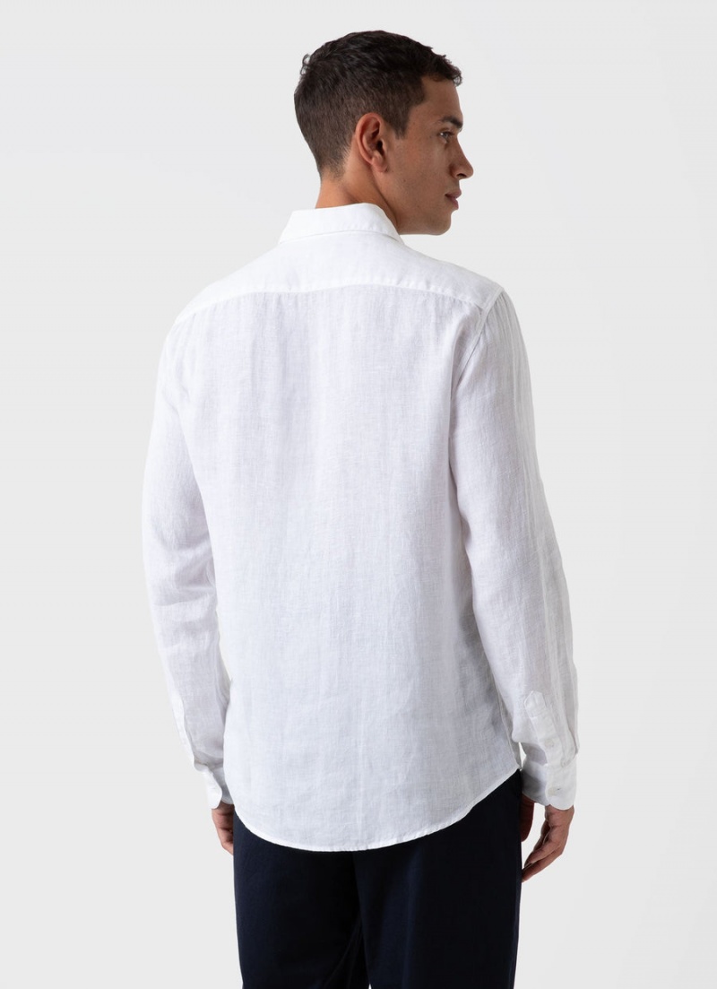 White Sunspel Linen Shirt | 21498-LRCY | USA