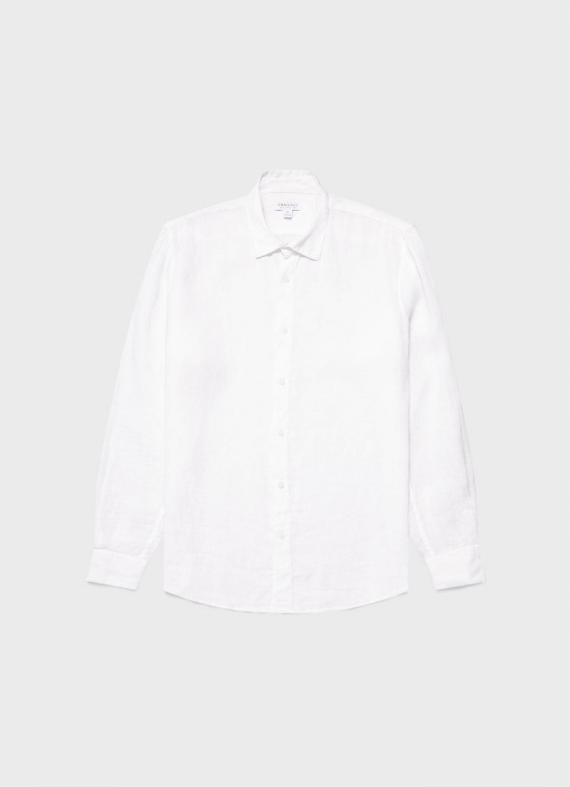 White Sunspel Linen Shirt | 21498-LRCY | USA