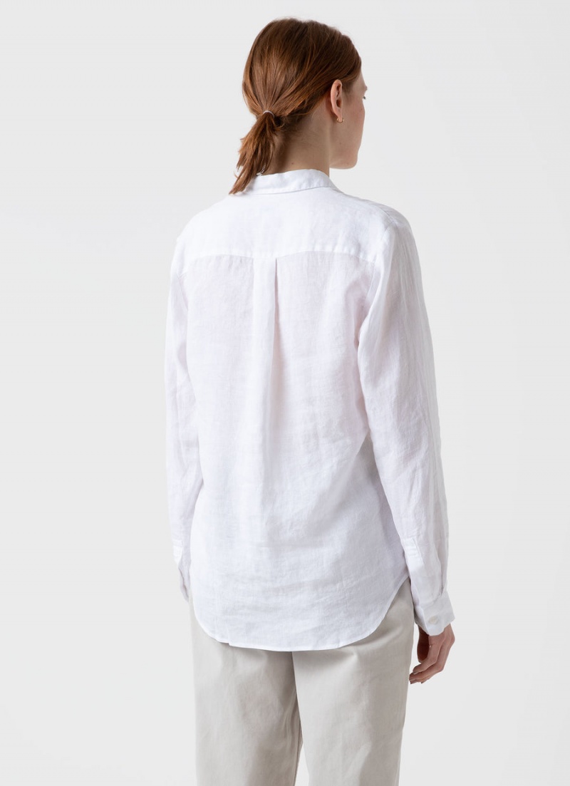 White Sunspel Linen Shirt | 24180-TOHP | USA