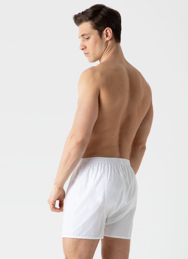 White Sunspel Long Cut Classic Boxer Shorts | 98715-OBER | USA