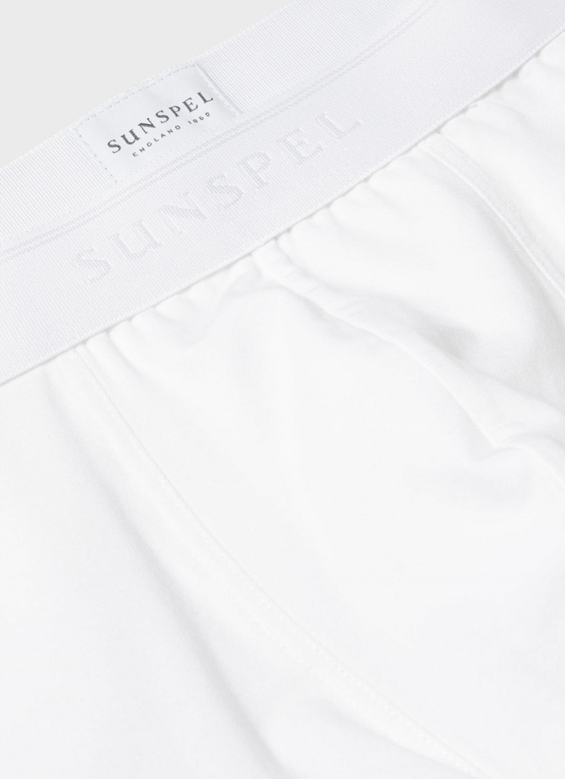 White Sunspel Long Cut Stretch Cotton Trunks | 74520-QHGW | USA