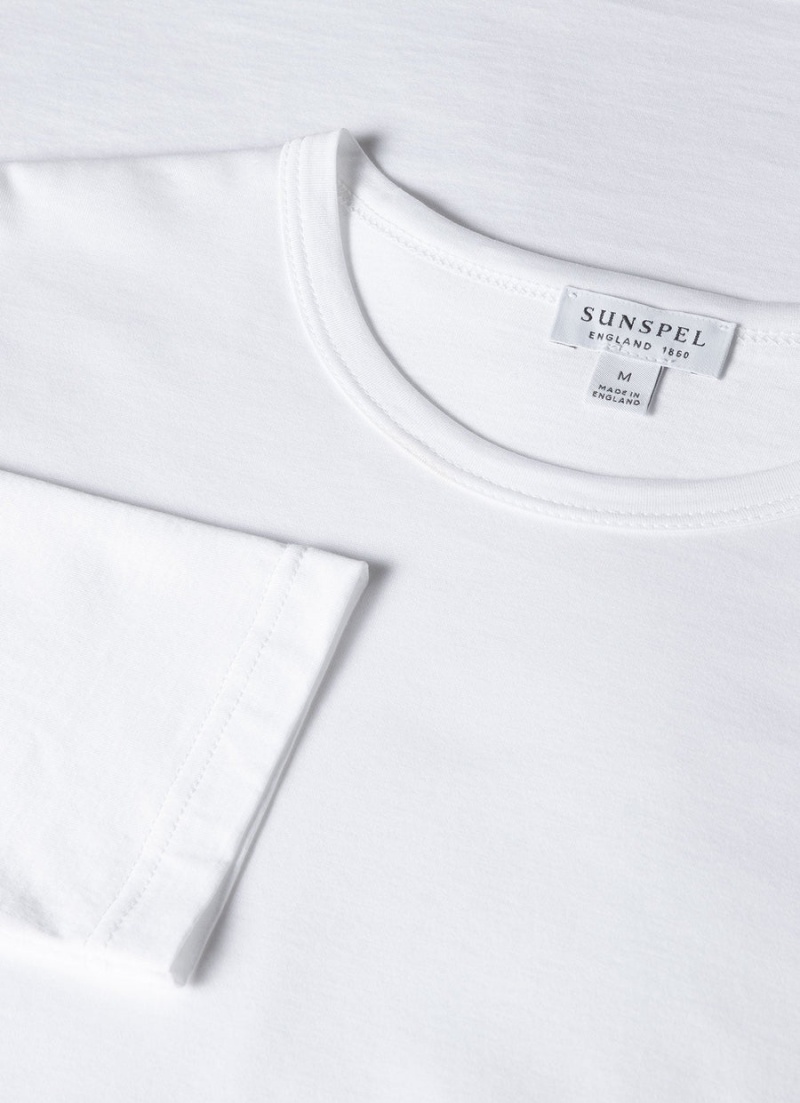 White Sunspel Long Sleeve Classic T-shirt | 83921-VGRM | USA