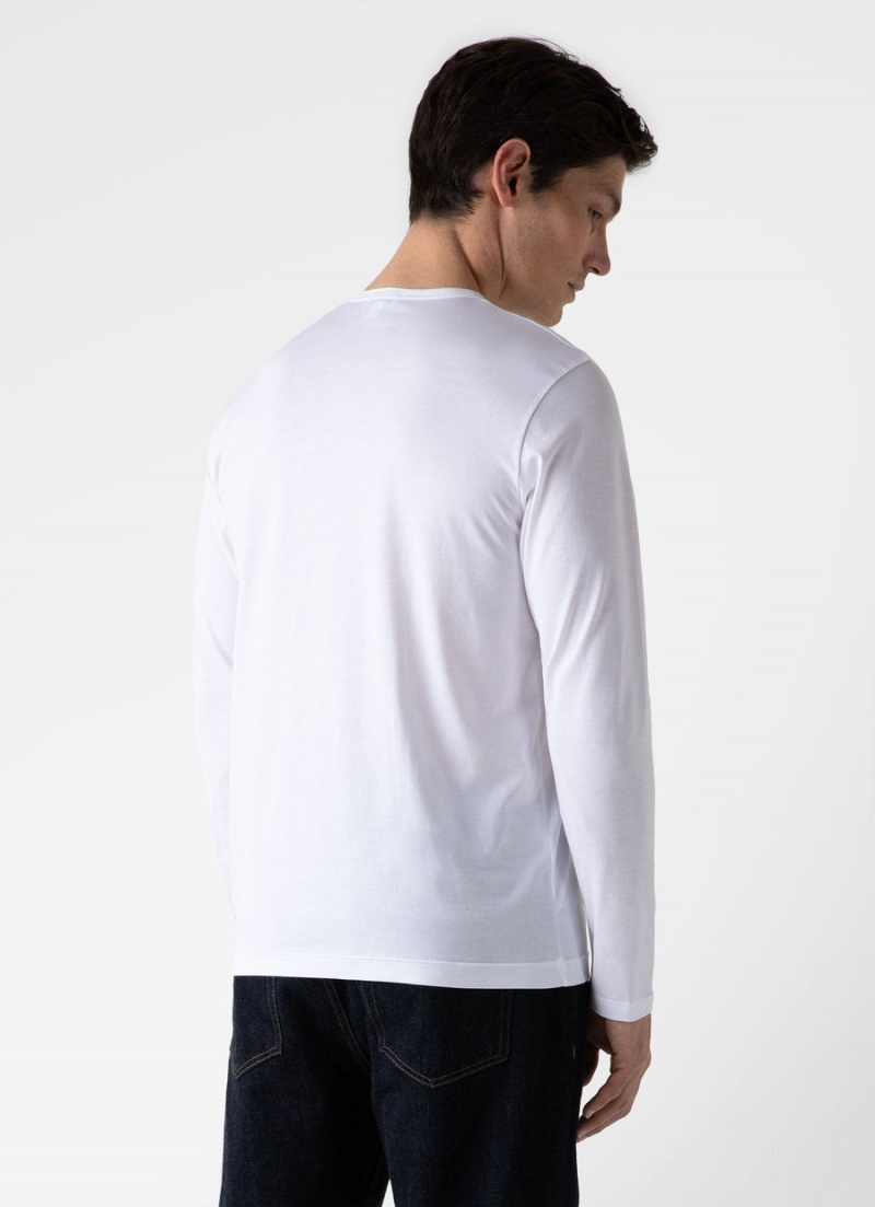 White Sunspel Long Sleeve Classic T-shirt | 83921-VGRM | USA