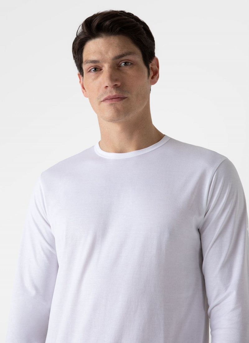 White Sunspel Long Sleeve Classic T-shirt | 83921-VGRM | USA