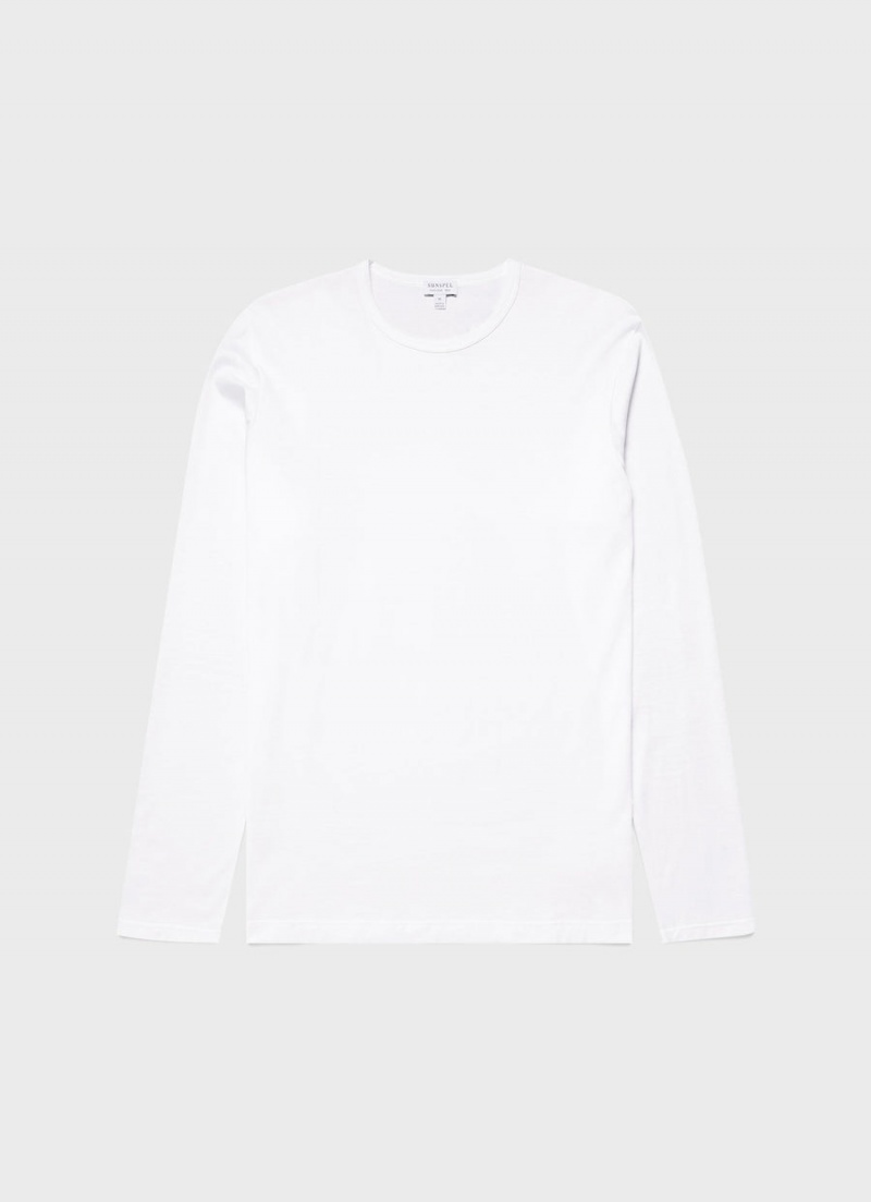 White Sunspel Long Sleeve Classic T-shirt | 83921-VGRM | USA