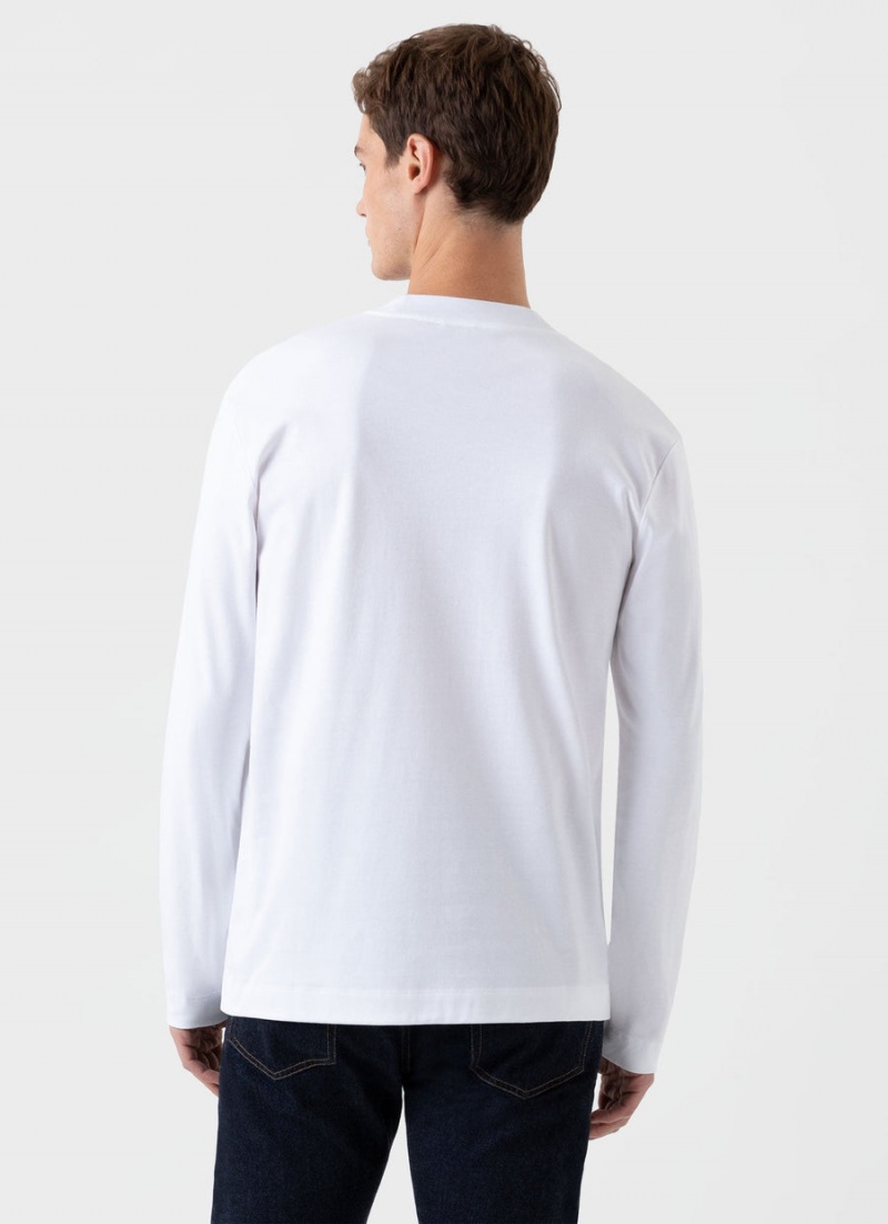 White Sunspel Long Sleeve Heavyweight T-shirt | 87146-NZHY | USA