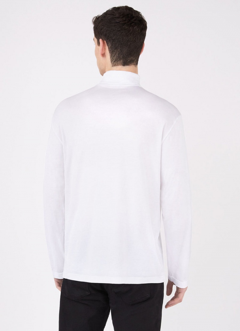 White Sunspel Long Sleeve Roll Neck T-shirt | 07634-NMXK | USA